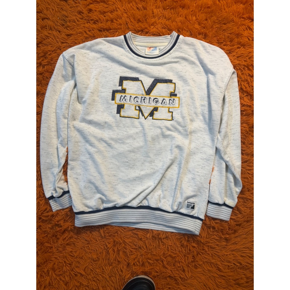 Vintage Swingster Michigan Wolverines Sweatshirt Mens Gray Embroidered XL NCAA